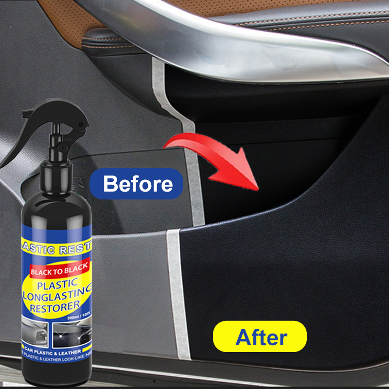 Leather Cleaner Interior - 車のプラスチック復元剤 ブラックに戻す 光沢 車のクリーニング用品 プラスチック・レザー復元 自動車磨き・修理コーティング
