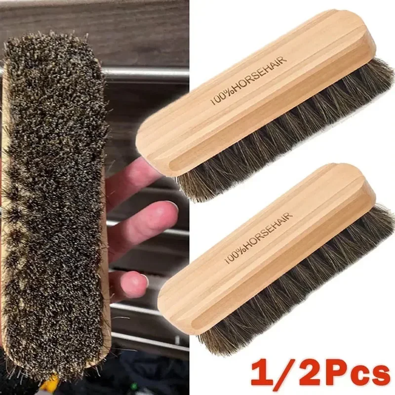 Seat Cleaner Fabric - KKJOY 多機能 馬毛製 木製ブラシ - 車の内装・外装の研磨・磨き上げ用。シート、ハンドル、ダッシュボード、ルーフの清掃に。