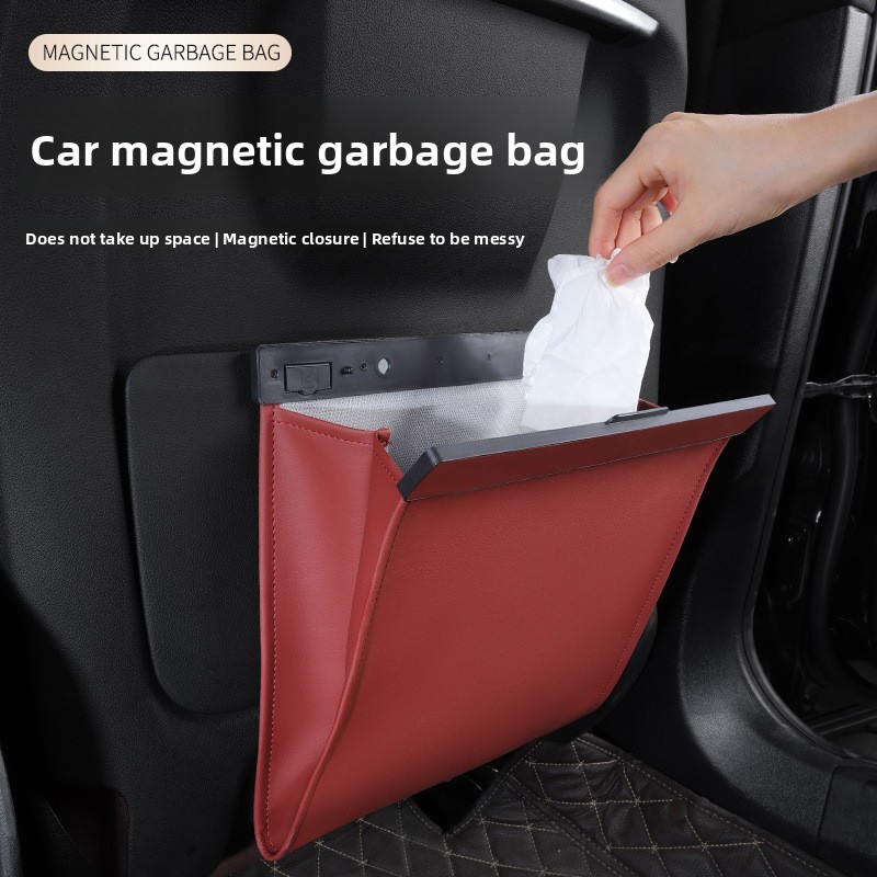 1 個の車用レザーゴミ袋、後部座席の背もたれに吊るす磁気吸収 - Leather Cleaner Interior のレビューと価格